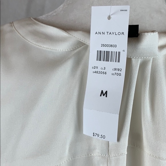 Ann Taylor V-Neck Tunic Ivory Blouse M - Picture 7 of 8